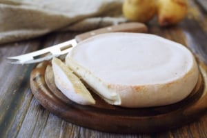 A wheel of French Reblochon cheese