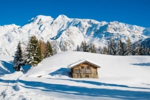 Savoy in winter with Mont Blanc in the background