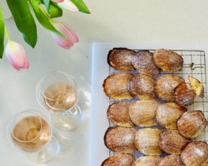 Champagne served with French madeleines for afternoon entertaining