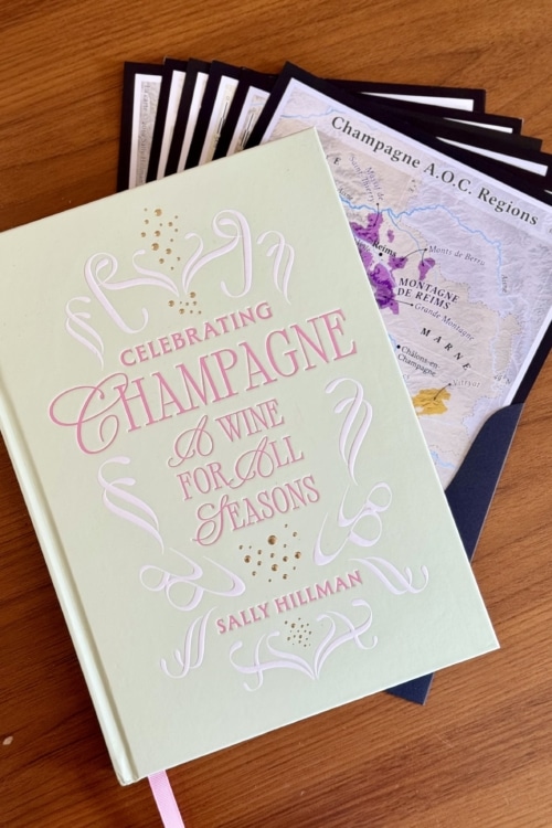 The Champagne Traveller gift set featuring Celebrating Champagne: A Wine For All Seasons by Sally Hillman and the complete six-map Champagne Maps Collection.