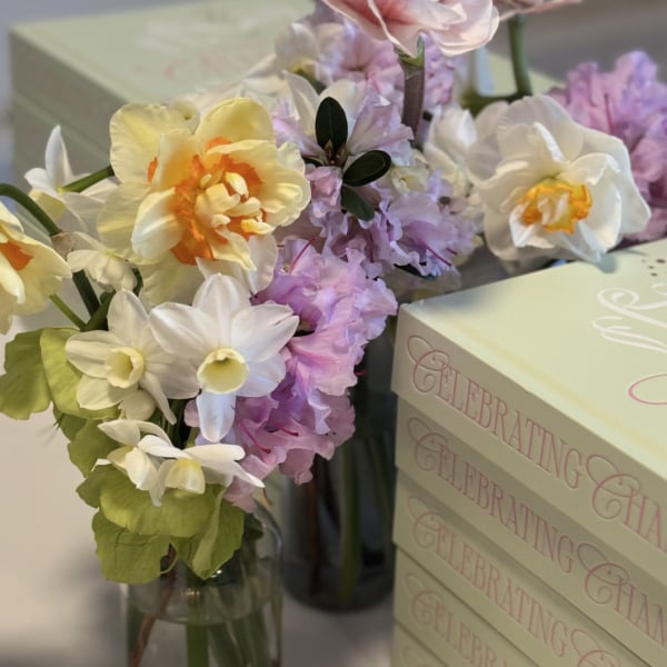 My book launch with flowers