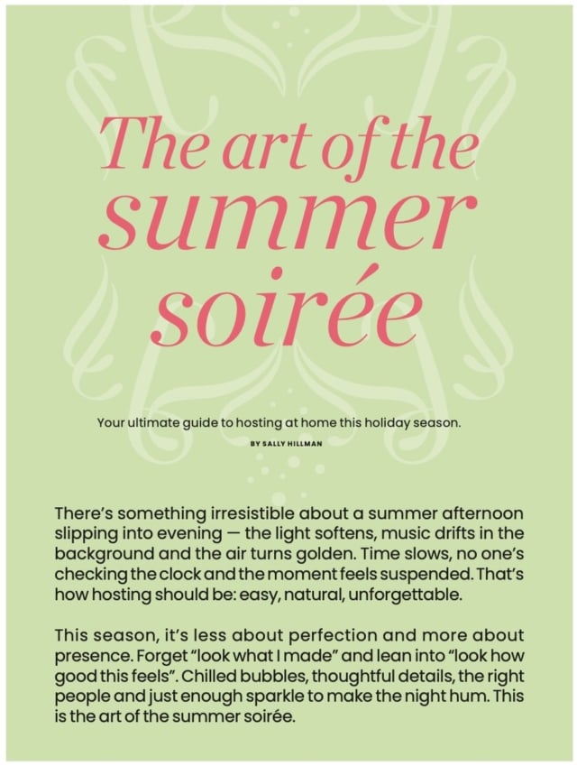 Thrilled to be featured in the Dec 2025 / Jan 2026 issue of Cosmopolitan in “The Art of the Summer Soirée.”

A beautiful spotlight on how to celebrate summer in style. From effortless hosting to chilled champagne and sunlit gatherings.

Honoured to have Celebrating Champagne: A Wine For All Seasons included… and even more thrilled to share that I penned the piece myself.

Buy your copy of Cosmopolitan to read the full feature. ✨🍾

@cosmopolitanaus 
 #celebratingchampagne #summersoiree #holidayhosting