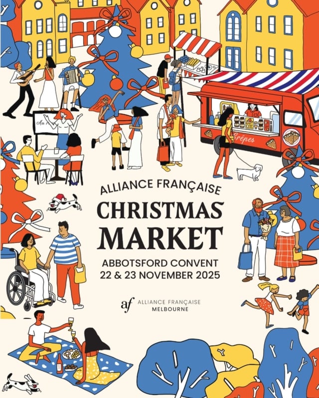 ✨ Join us at the Alliance Française Christmas Market at the iconic Abbotsford Convent! ✨ @alliancefrancaise_melbourne 
 
📍 Saturday 22 & Sunday 23 November 2025
 
Step into the magic of the Alliance Française Christmas Market,  with artisanal stalls, festive treats, and the joyful atmosphere you loved so much in 2024. 🥐🍷
 
We can’t wait to be part of this year’s even more magical celebration of French culture, community, and Christmas spirit. 🎄
 
More info in the link: https://www.afmelbourne.com.au/events/afm-christmas-market-2025/

#sallyhillman #celebratingchampagne #alliancefrancaisemelbourne #christmasmarket